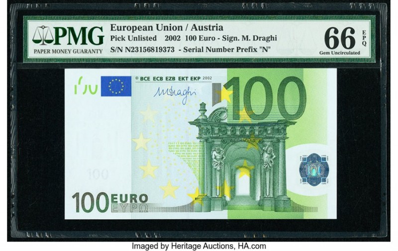 European Union Central Bank, Austria 100 Euro 2002 Pick 12n PMG Gem Uncirculated...