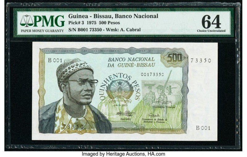 Guinea-Bissau Banco Nacional da Guine-Bissau 500 Pesos 24.9.1975 Pick 3 PMG Choi...