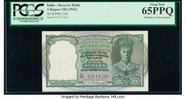India Reserve Bank of India 5 Rupees ND (1943) Pick 23b Jhun4.4.2 PCGS Gem New 65PPQ. Pinholes at left as issued.

HID09801242017

© 2020 Heritage Auc...