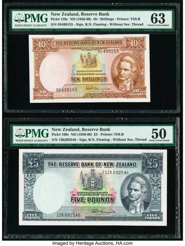 New Zealand Reserve Bank of New Zealand 10 Shillings; 5 Pounds ND (1956-60) Pick...