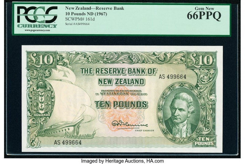 New Zealand Reserve Bank of New Zealand 10 Pounds ND (1960-67) Pick 161d PCGS Ge...