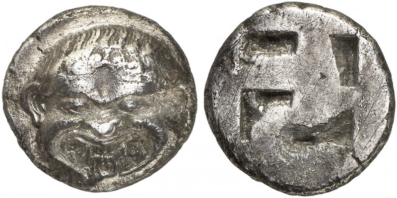 GRIECHISCHE MÜNZEN. MAKEDONIEN. - Neapolis. 
Stater, 525-450 v. Chr. Gorgoneion...