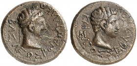 GRIECHISCHE MÜNZEN. KÖNIGE VON THRAKIEN. Rhoemetalkes I., 11 v. Chr. - 12 n. Chr. 
Bronze. Portrait des Königs / Portrait des Augustus.
RPC 1718 4,7...