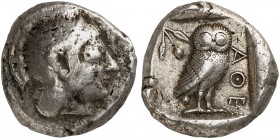 GRIECHISCHE MÜNZEN. ATTIKA. - Athenai. 
Tetradrachme, 500-480 v. Chr. Athenakopf / Eule.
HGC 1590 R ! 17,19 g s / ss