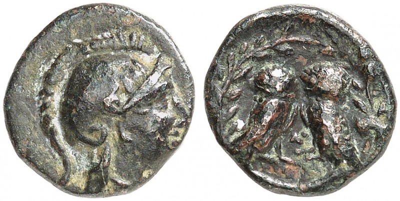 GRIECHISCHE MÜNZEN. ATTIKA. - Athenai. 
Bronze, 3. Jhdt. v. Chr. Athenakopf / Z...