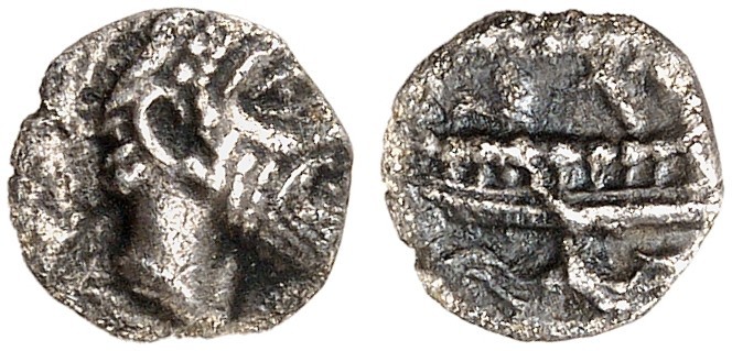 GRIECHISCHE MÜNZEN. PHOINIKIEN. - Arados. 
1/12 Stater, 400-350 v. Chr. Bärtige...