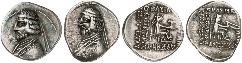 GRIECHISCHE MÜNZEN. PARTHERREICH. Gotarzes I., 90 - 80 v. Chr. 
Lot von 2 Stück...