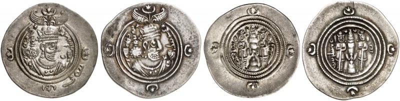 GRIECHISCHE MÜNZEN. SASANIDENREICH. Xusro II., 590 - 628. 
Lot von 2 Stück: Dra...