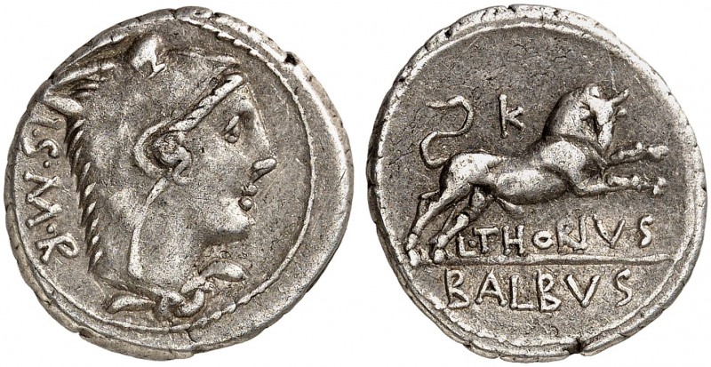 RÖMISCHE MÜNZEN. RÖMISCHE REPUBLIK. L. Thorius Balbus. 
Denar 105 v. Chr. Kopf ...