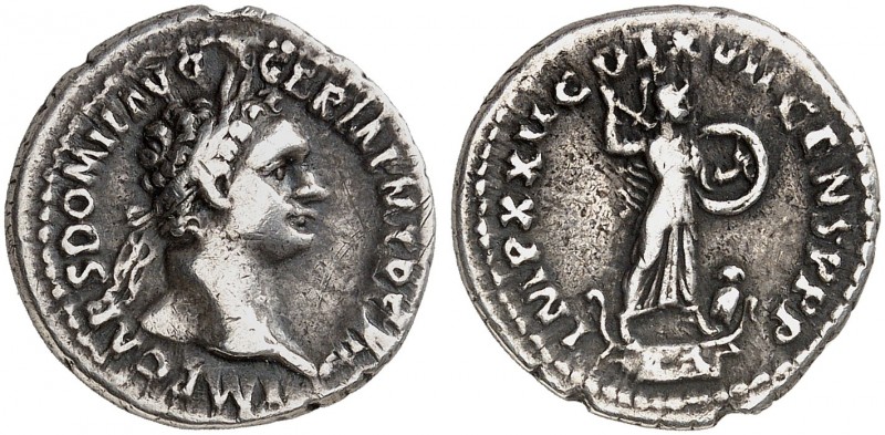 RÖMISCHE MÜNZEN. RÖMISCHE KAISERZEIT. Domitianus Augustus, 81 - 96. 
Denar. Rev...