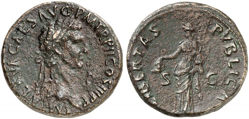 RÖMISCHE MÜNZEN. RÖMISCHE KAISERZEIT. Nerva, 96 - 98. 
As. Rev. Stehende Libert...