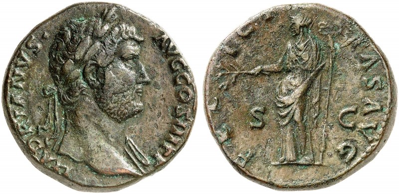 RÖMISCHE MÜNZEN. RÖMISCHE KAISERZEIT. Hadrianus, 117 - 138. 
Sesterz. Rev. Steh...