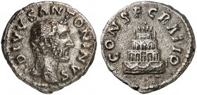 RÖMISCHE MÜNZEN. RÖMISCHE KAISERZEIT. Antoninus Pius, 138 - 161. 
Denar, Consecratio geprägt unter Marcus Aurelius. Rev. Scheiterhaufen.
RIC 436; C....