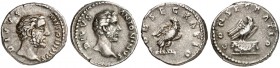 RÖMISCHE MÜNZEN. RÖMISCHE KAISERZEIT. Antoninus Pius, 138 - 161. 
Lot von 2 Stück: Denare. Divus-Prägung unter Marcus Aurelius. Rev. Adler mit und oh...