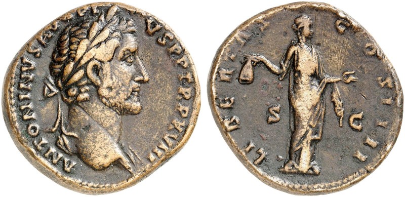 RÖMISCHE MÜNZEN. RÖMISCHE KAISERZEIT. Antoninus Pius, 138 - 161. 
Sesterz. Rev....