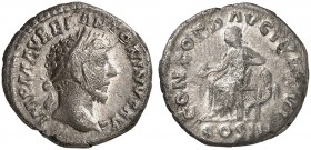 RÖMISCHE MÜNZEN. RÖMISCHE KAISERZEIT. Marcus Aurelius Augustus, 161 - 180. 
Denar. Rev. Thronende Concordia.
RIC 40 3,06 g ss