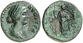RÖMISCHE MÜNZEN. RÖMISCHE KAISERZEIT. Faustina II., gest. 176. 
Sesterz. Rev. Stehende Fecunditas.
RIC 1638; C. 100 19,25 g grüne Patina, l. korrodi...