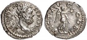 RÖMISCHE MÜNZEN. RÖMISCHE KAISERZEIT. Clodius Albinus Caesar, 193 - 195. 
Denar, Lugdunum. Rev. Schreitende Victoria mit Kranz.
RIC 43c (R); C. 79 3...