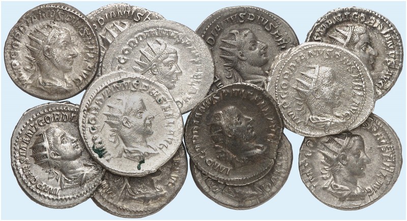 RÖMISCHE MÜNZEN. RÖMISCHE KAISERZEIT. Gordianus III. , 238 - 244. 
Lot von 12 S...