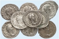 RÖMISCHE MÜNZEN. RÖMISCHE KAISERZEIT. Traianus Decius, 249 - 251. 
Lot von 9 Stück. Antoniniane von Traianus Decius (Abundantia, Genius, Ubertas), He...