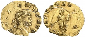 RÖMISCHE MÜNZEN. RÖMISCHE KAISERZEIT. Gallienus, 253 - 268. 
Gold-Quinar, Rom. Rev. Stehende Fortuna.
RIC - , vgl. 43 (Aureus); C. - ; Cal. 3506 Gol...
