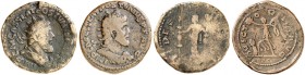 RÖMISCHE MÜNZEN. RÖMISCHE KAISERZEIT. Postumus, 260 - 269. 
Lot von 2 Stück: Doppelsesterze, Köln. Rev. Stehende Fides Militum bzw. Victoria mit Gefa...