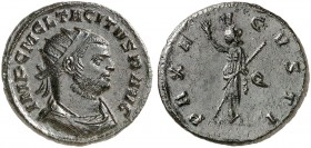 RÖMISCHE MÜNZEN. RÖMISCHE KAISERZEIT. Tacitus, 275 - 276. 
Antoninian, Ticinum (?). Rev. Stehende Pax.
RIC 149 Var. (Offizinzeichen im Feld statt im...