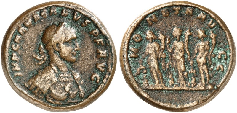 RÖMISCHE MÜNZEN. RÖMISCHE KAISERZEIT. Carus, 282 - 283. 
Bronzegußmedaillon aus...