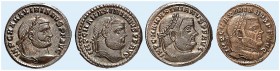 RÖMISCHE MÜNZEN. RÖMISCHE KAISERZEIT. Maximianus I. Herculius, 286 - 310. 
Lot von 4 Stück: Folles, Herakleia, Kyzikos, Thessalonika, Rom. Rev. Stehe...