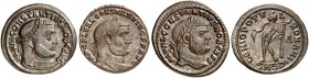 RÖMISCHE MÜNZEN. RÖMISCHE KAISERZEIT. Constantius I. Chlorus Caesar, 293 - 305. 
Lot von 3 Stück: Folles, Serdica, Kyzikos, Herakleia (als Augustus)....