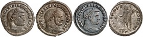 RÖMISCHE MÜNZEN. RÖMISCHE KAISERZEIT. Galerius Augustus, 305 - 311. 
Lot von 3 Stück: Folles, Herakleia (1x als Caesar, 2x als Augustus). Rev. Stehen...