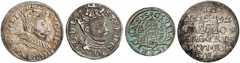 EUROPA. - LETTLAND. - RIGA. 
Lot von 3 Stück: Schilling 1578, 3 Gröscher 1583, ...