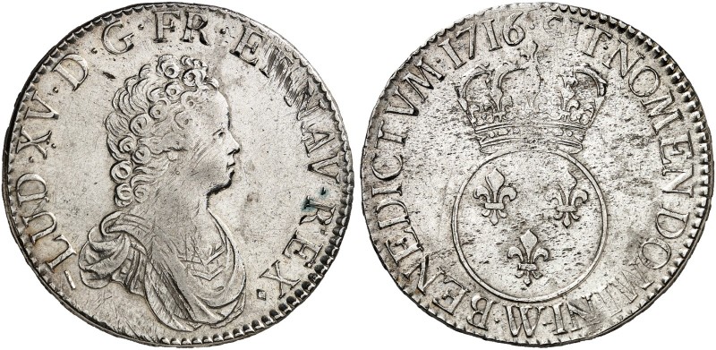 EUROPA. FRANKREICH. - Königreich. Louis XV., 1715-1774. 
Écu Vertugadin 1716, W...