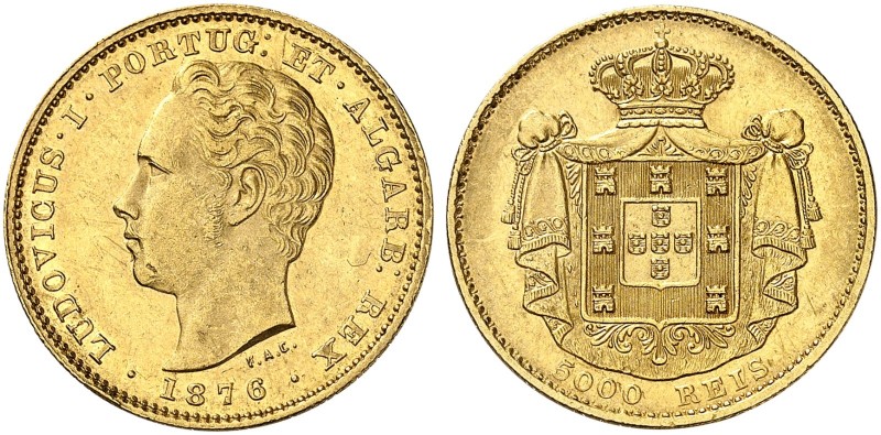 EUROPA. PORTUGAL. - Königreich. Ludwig I., 1861-1889. 
5000 Reis 1876, Lissabon...