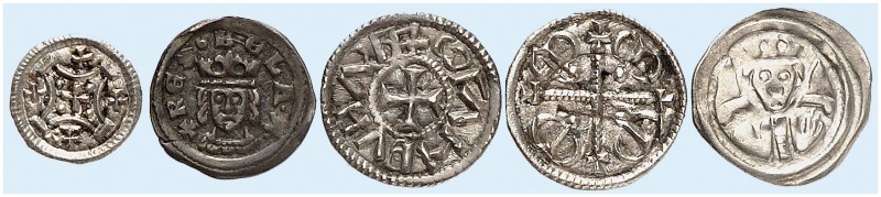 EUROPA. UNGARN. - Königreich. Béla III., 1172-1196. 
Lot von 5 Stück: Obol, Den...