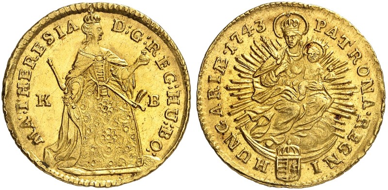 EUROPA. UNGARN. - Königreich. Maria Theresia, 1740-1780. 
Dukat 1743, Kremnitz....