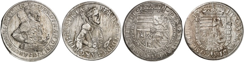 Erzherzog Ferdinand I., 1564-1595. 
Lot von 2 Stück: Taler o. J., Hall.
Dav. 8...