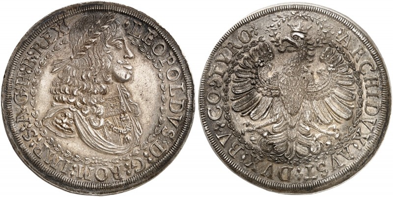 Leopold I., 1657-1705. 
Doppeltaler o. J. (1670), Hall.
Dav. 3247, Her. 569, M...