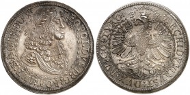 Leopold I., 1657-1705. 
Doppeltaler o. J. (1670), Hall.
Dav. 3247, Her. 569, M. / T. 708 min. geglättet, vz