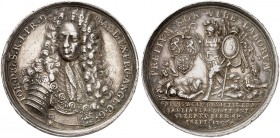 Joseph I., 1690-1705-1711. 
Silbermedaille 1706 (von P. H. Müller, 37,0 mm), auf die Siege in Brabant und Flandern durch den Herzog von Marlborough. ...