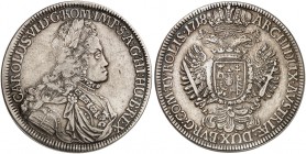 Karl VI., 1711-1740. 
Taler 1718 (aus 1717), Hall.
Dav. 1051, Voglh. 259 / II, Her. 337, M. / T. 841 ss