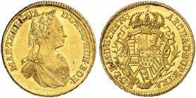 Maria Theresia, 1740-1780. 
Dukat 1743, Karlsburg.
Friedb. 542, Her. 195, Eypelt. 324, Resch 7 Gold, R ! vz / f. St