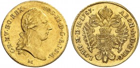 Joseph II., 1765-1790. 
Dukat 1787, Mailand.
Friedb. 737b, Her. 73 Gold ss