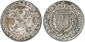 Franz II. (I.), 1792-1835. 
10 Liards 1792, Brüssel.
Her. 93 R ! f. vz