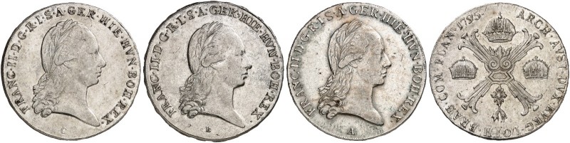 Franz II. (I.), 1792-1835. 
Lot von 3 Stück: Kronentaler 1795, Prag, 1796, Wien...