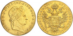 Ferdinand I., 1835-1848. 
Dukat 1848, Kremnitz.
Friedb. 225, Her. 42, Huszár 2077, Schlumb. 284 Gold ss - vz