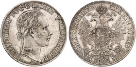 Franz Joseph I., 1848-1916. 
Vereinstaler 1864, Wien.
Thun 445, Dav. 21, Her. 449 winz. Rdf., kl. Kr., vz