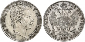 Franz Joseph I., 1848-1916. 
Vereinstaler 1867, Wien.
Thun 450, Dav. 26, Her. 476 vz