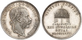 Franz Joseph I., 1848-1916. 
Silberner Krönungsjeton 1867, Wien, auf die ungarische Krönung in Budapest.
Hauser 823, Frühwald II 2b f. St