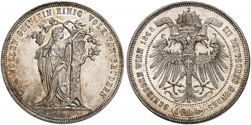 Franz Joseph I., 1848-1916. 
Feintaler 1868, Wien, Schützenpreis für das III. D...